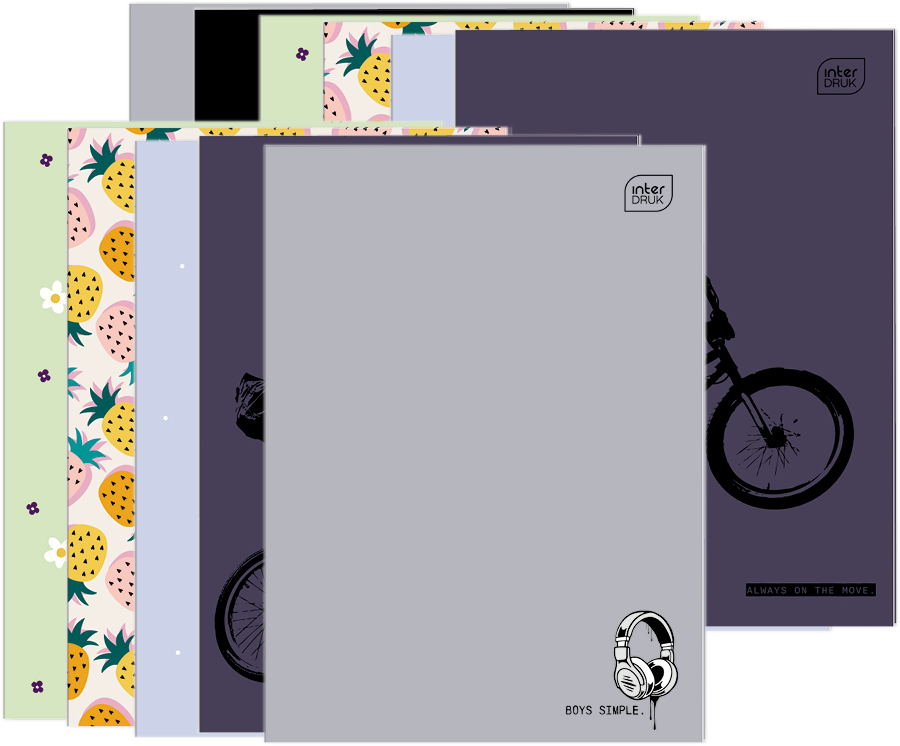 10x Zeszyt w linie Interdruk, A4, 32 kartki, mix wzorów