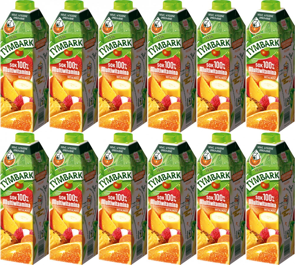 12x Sok multiwitamina Tymbark, karton, 1l