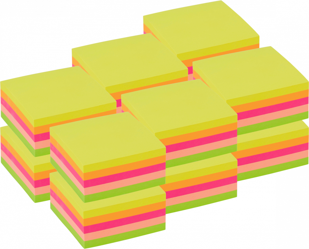 12x Karteczki samoprzylepne Viking, 76x76mm, 400 karteczek, mix kolorów neonowych