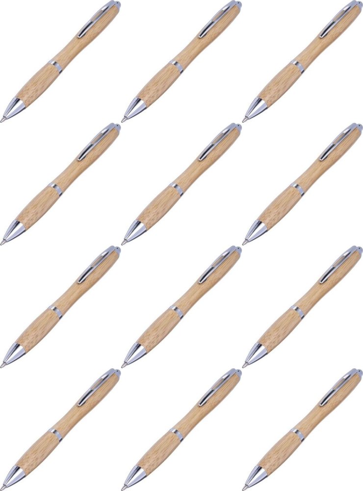 12x Długopis automatyczny bambusowy, czarny