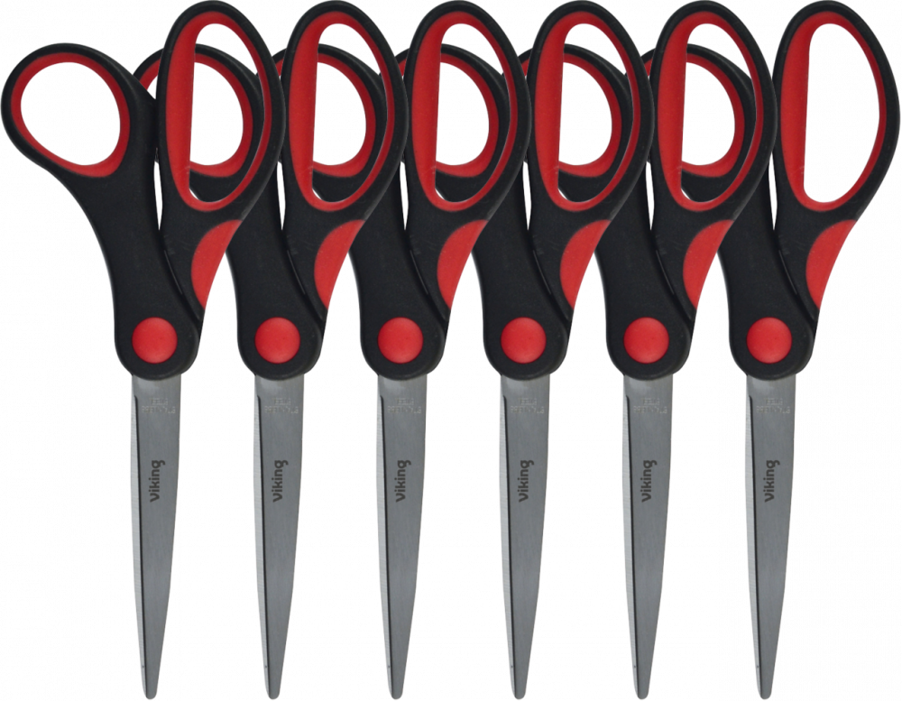 6x Nożyczki biurowe Viking, 15cm, czarno-czerwony