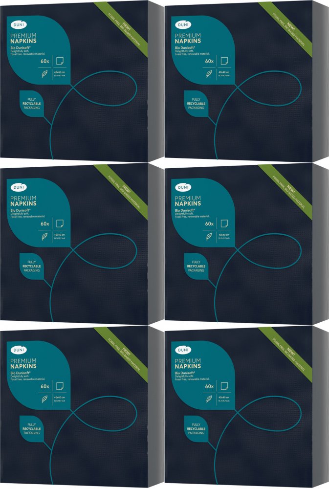 6x Serwetki Duni Bio Dunisoft, 40x40cm, 60 sztuk, czarny
