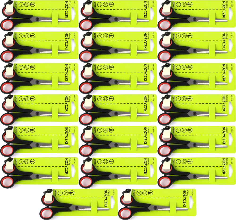 20x Nożyczki biurowe Grand Soft 7 GR-5700/S1017, 17.5cm, czarny