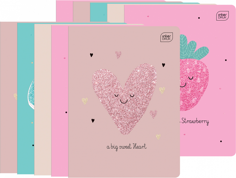 10x Zeszyt w kratkę Interdruk Glitter, A5, 32 kartki, mix wzorów