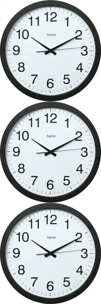 3x Zegar ścienny Hama PG-400 Jumbo Aruba, średnica 40 cm, tarcza kolor biały, obudowa kolor czarny