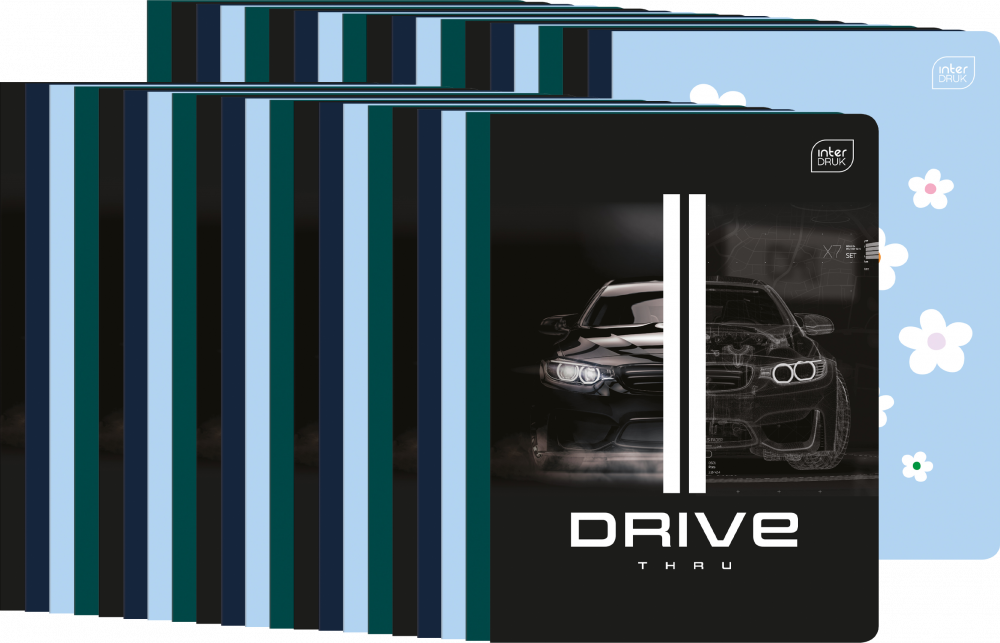 40x Zeszyt gładki Interdruk UV, A5, 32 kartki, mix wzorów