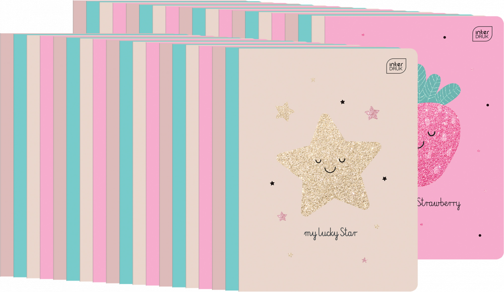 40x Zeszyt w kratkę Interdruk Glitter, A5, 32 kartki, mix wzorów