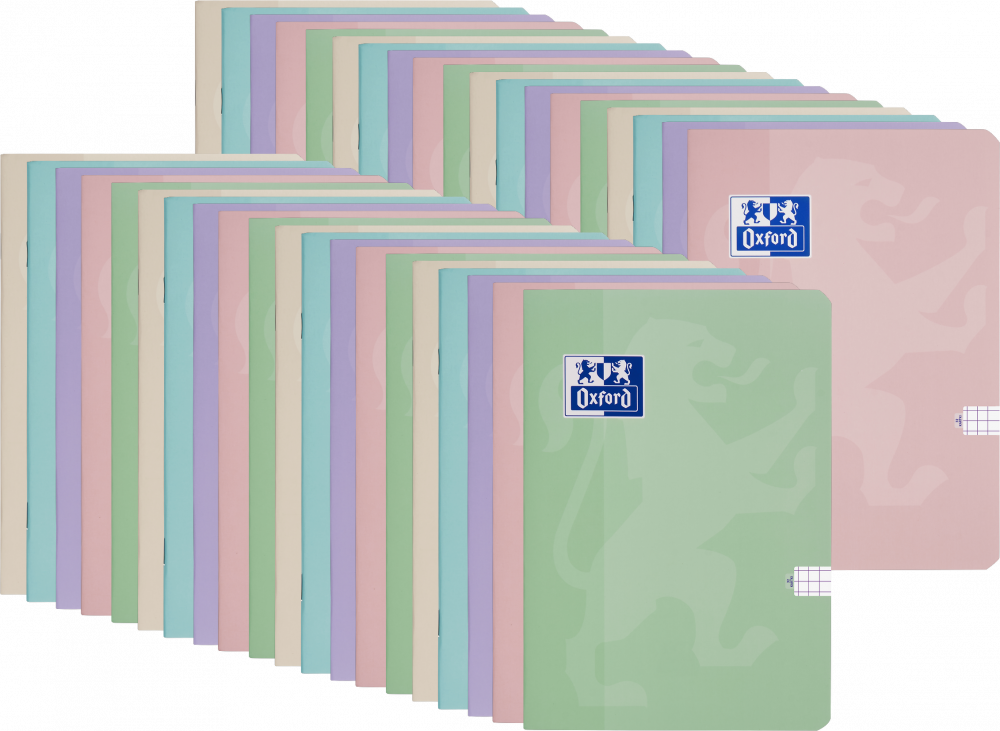 100x Zeszyt w kratkę Oxford Touch Pastel, A5, miękka oprawa, 32 kartki, mix kolorów pastelowych