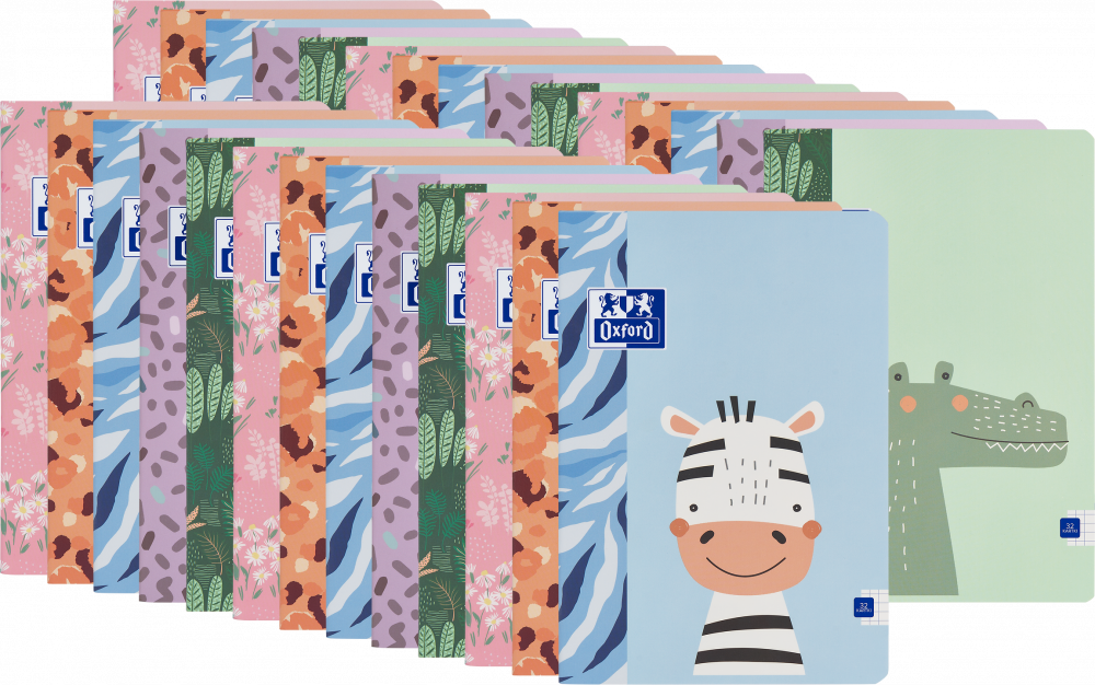 40x Zeszyt w kratkę Oxford Kids, A5, miękka oprawa, 32 kartki, mix wzorów