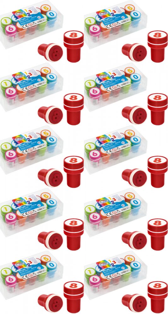 10x Pieczątki cyferki Fiorello GR-FC10, 10 sztuk, mix kolorów