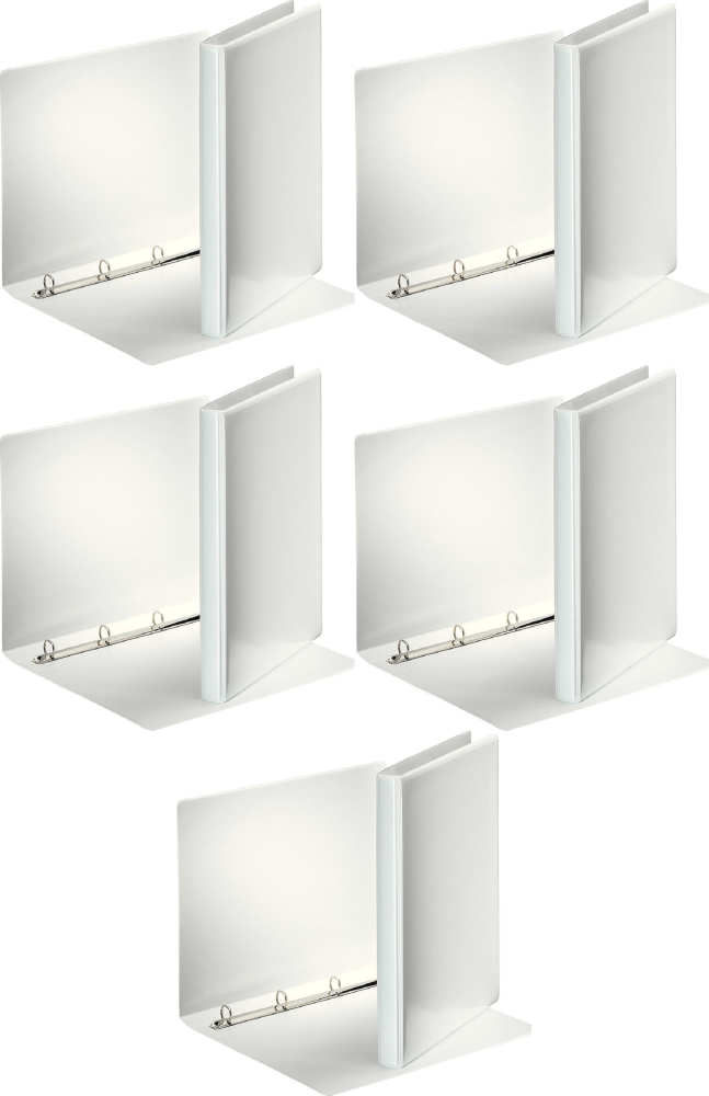 5x Segregator prezentacyjny Esselte Panorama, A4, szerokość grzbietu 63mm, do 380 kartek, 4 ringi, biały