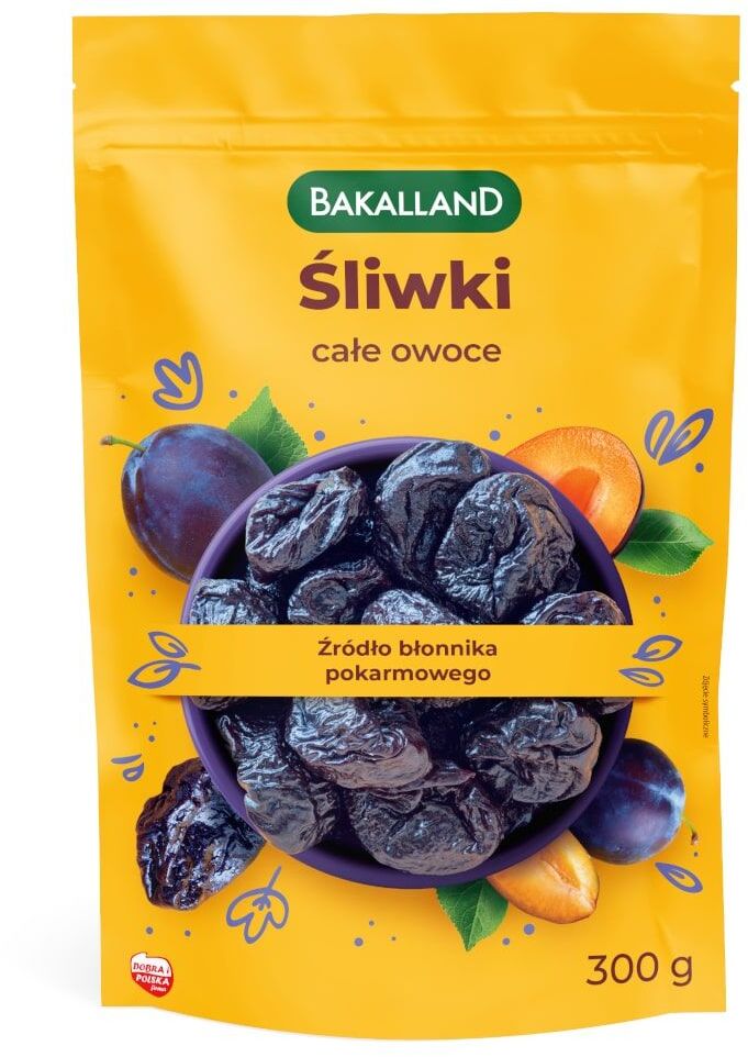 Śliwki suszone całe owoce Bakalland, 300g