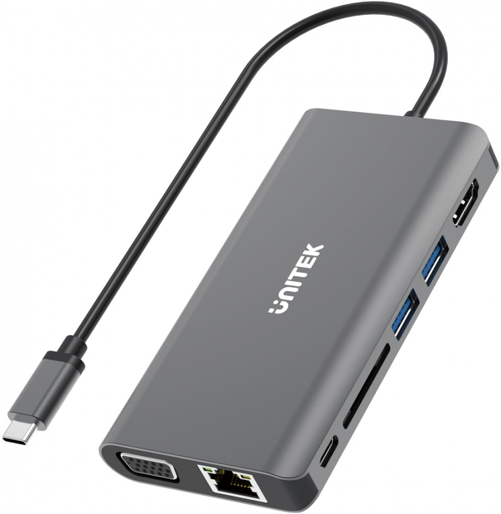 Rozgałęziacz - Hub Unitek USB-C 3.1 8w1, szary