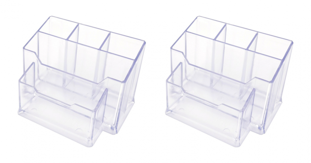 2x Przybornik na biurko D.Rect No.0080, 150x105x95mm, przezroczysty