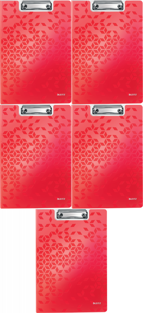 5x Clipboard Leitz Wow, z okładką, A4, czerwony