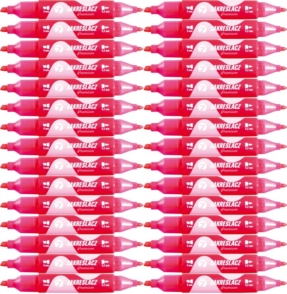 36x Zakreślacz dwustronny Tetis, okrągła/ścięta, 4.2mm/5mm, różowy