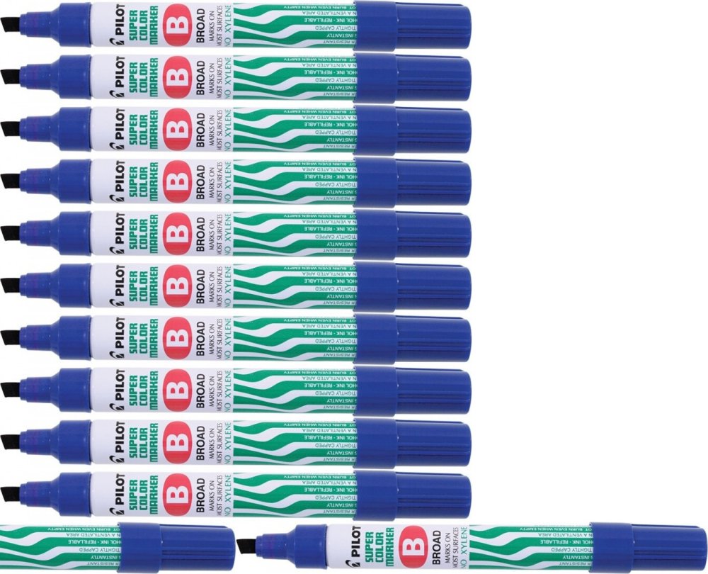 12x Marker permanentny Pilot SCA-B, ścięta, 4.5mm, niebieski