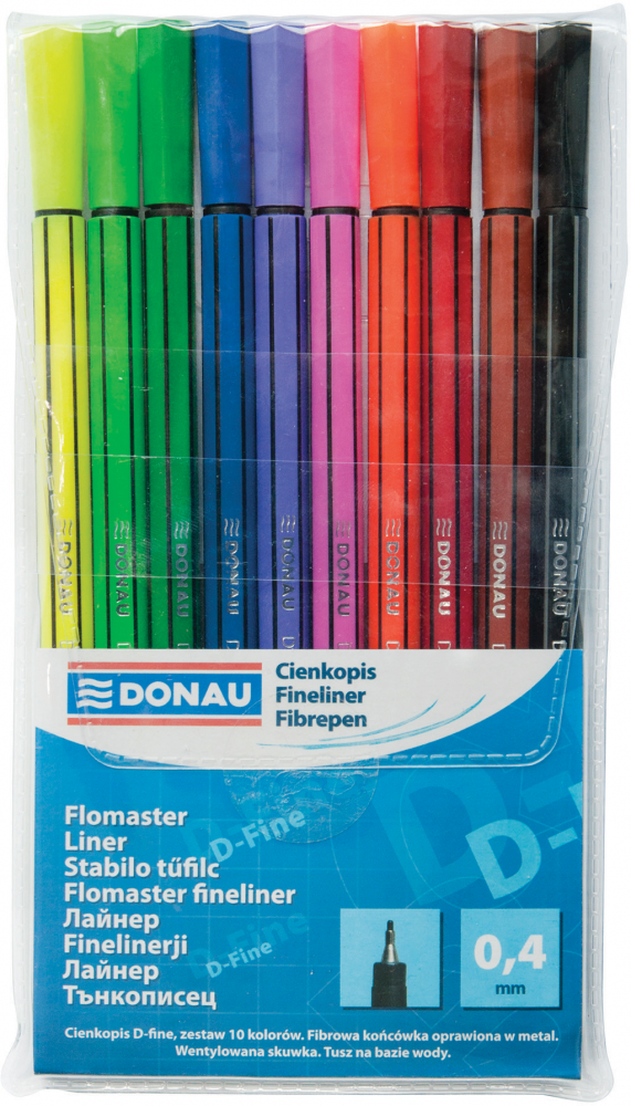 Cienkopis Donau D-Fine, 0.4 mm, 10 sztuk, mix kolorów