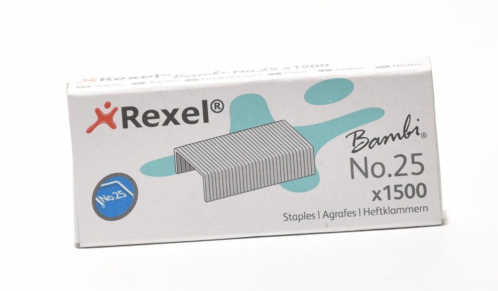 Zszywki Rexel, 7/4 No. 25 "Bambi", 1500 sztuk, srebrny