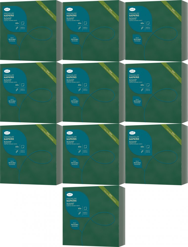 10x Serwetki Duni Bio Dunisoft, 40x40cm, 60 sztuk, ciemnozielony