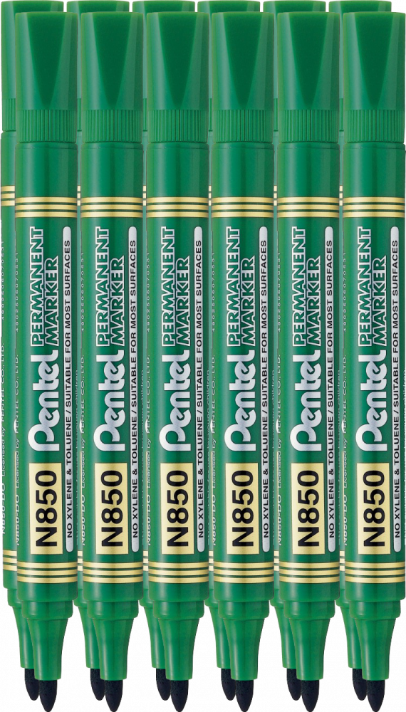12x Marker permanentny Pentel N850, okrągła, 4.5mm, zielony