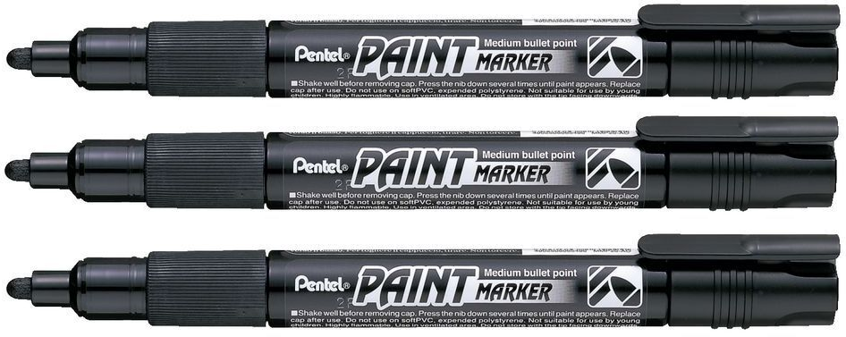 3x Marker olejowy Pentel MMP20, okrągła, 4.6 mm, czarny