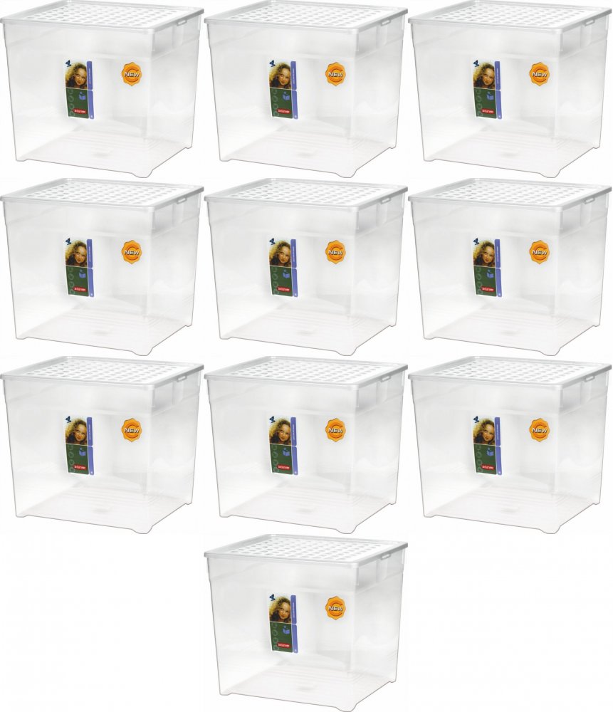 10x Pojemnik do przechowywania Curver, 39.5x34.2x34.3cm, 33l, przezroczysty