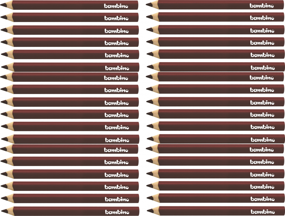 3x Kredki Bambino, w oprawie drewnianej, trójkątne, 12 sztuk, brązowy