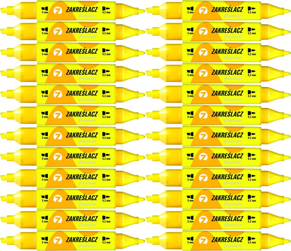 24x Zakreślacz dwustronny Tetis, okrągła/ścięta, 4.2mm/5mm, żółty