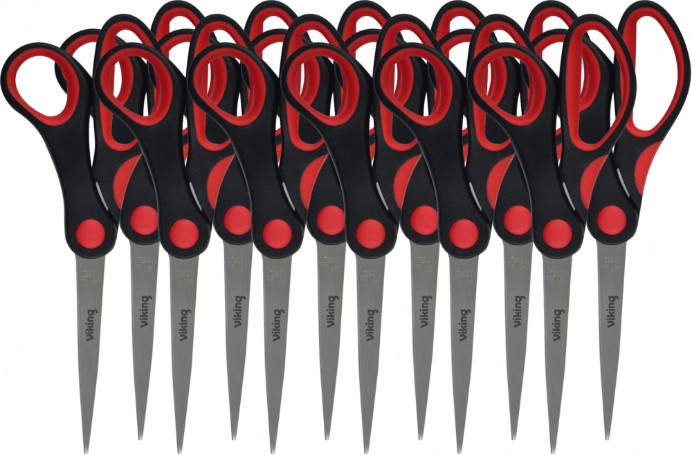 12x Nożyczki biurowe Viking, 21cm, czarno-czerwony