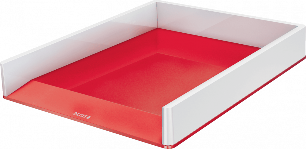 Półka na dokumenty Leitz Wow, A4, plastikowa, dwukolorowa, biało-czerwony