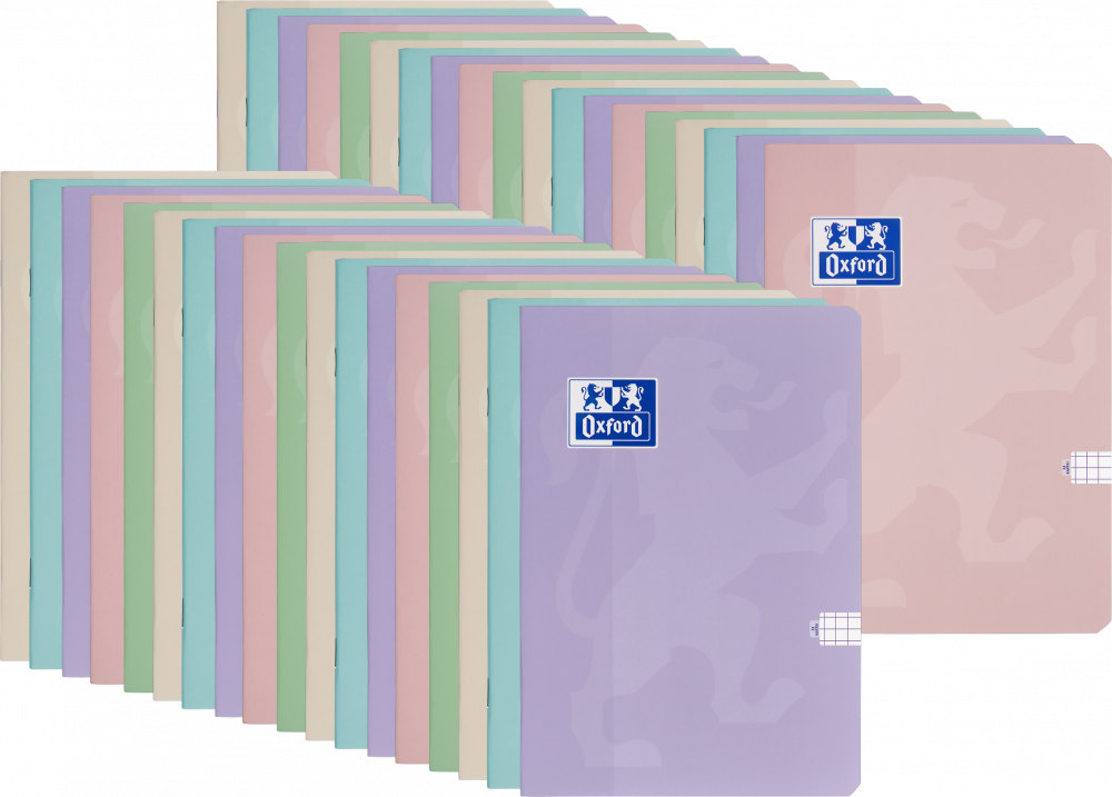 50x Zeszyt w kratkę Oxford Touch Pastel, A5, miękka oprawa, 32 kartki, mix kolorów pastelowych