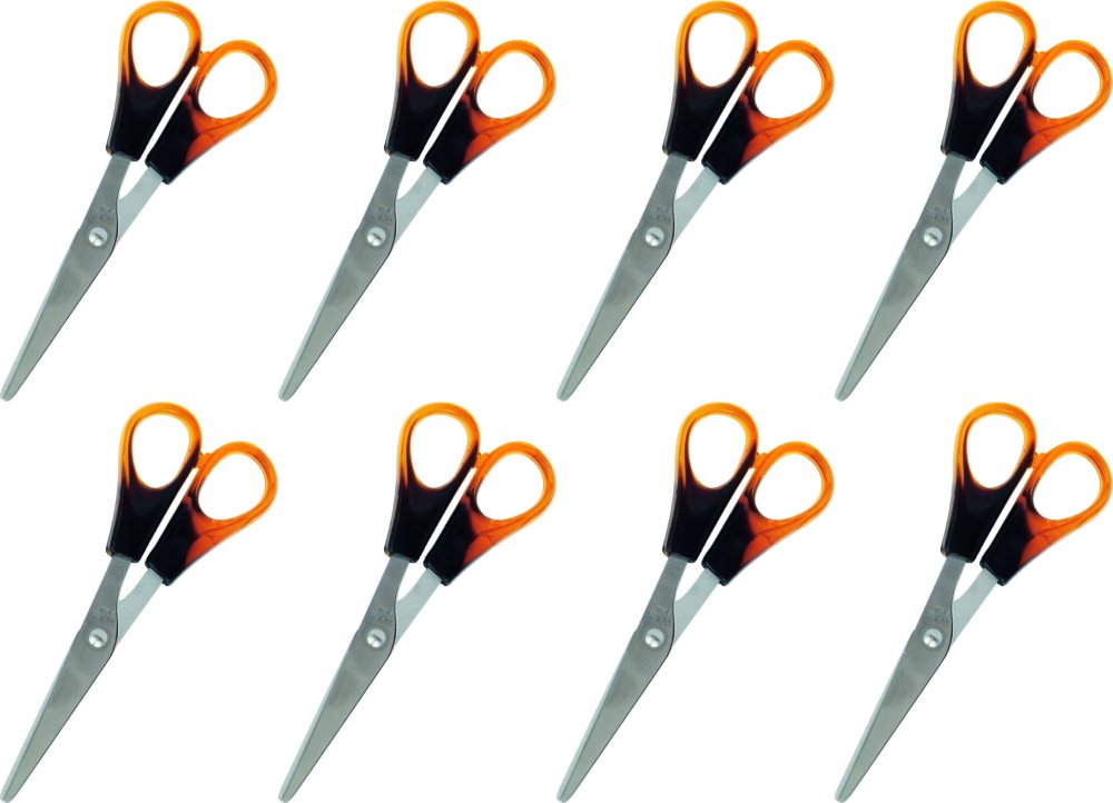 8x Nożyczki biurowe Grand, 13.5cm, bursztynowy