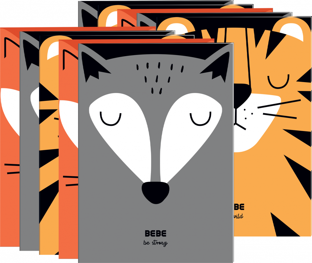 10x Zeszyt w kratkę Bebe Friends, A4, 32 kartki, mix wzorów