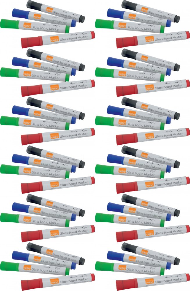 12x Marker do tablic szklanych Nobo, okrągła, 2.0mm, 4 sztuki, mix kolorów