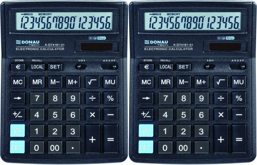2x Kalkulator biurowy Donau Tech, 16-cyfr, czarny