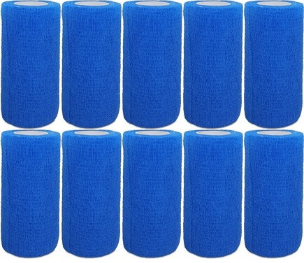 10x Opaska kohezyjna podtrzymująca Heltiso, 4 m x10 cm, 1 sztuka, niebieski