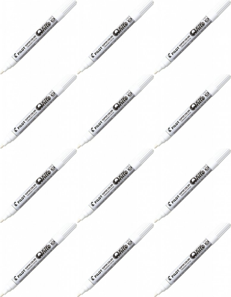 12x Marker olejowy Pilot Super Color M, okrągła, 4.5mm, biały
