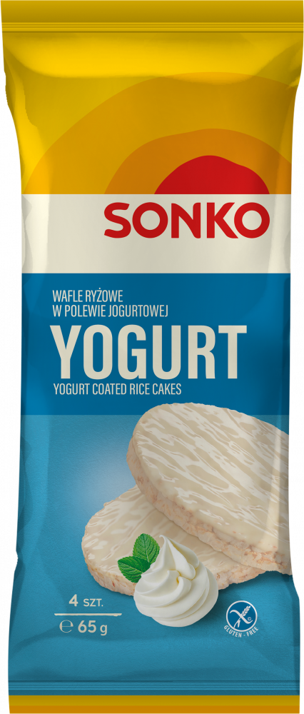 Wafle ryżowe Sonko, w polewie jogurtowej, 4 sztuki, 65g