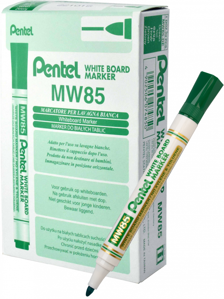 12x Marker suchościeralny Pentel MW85, okrągła, 4.4mm, zielony
