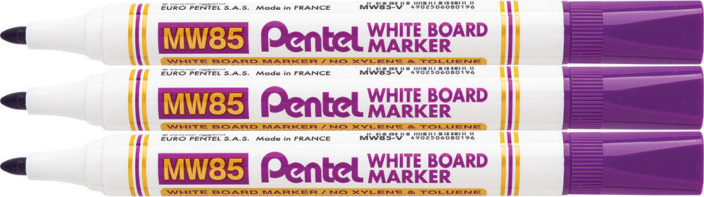 3x Marker suchościeralny Pentel MW85, okrągła, 4.4mm, fioletowy