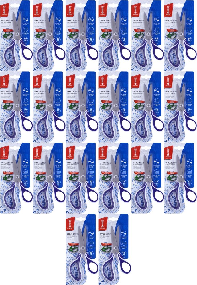 20x Nożyczki biurowe MemoBe, profilowane, ostrze 3D, 17cm, mix kolorów