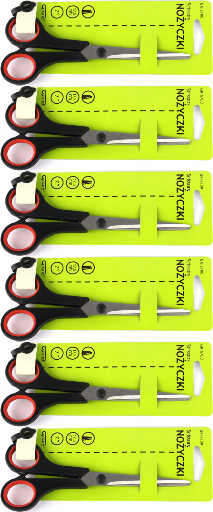 6x Nożyczki biurowe Grand Soft 7 GR-5700/S1017, 17.5cm, czarny