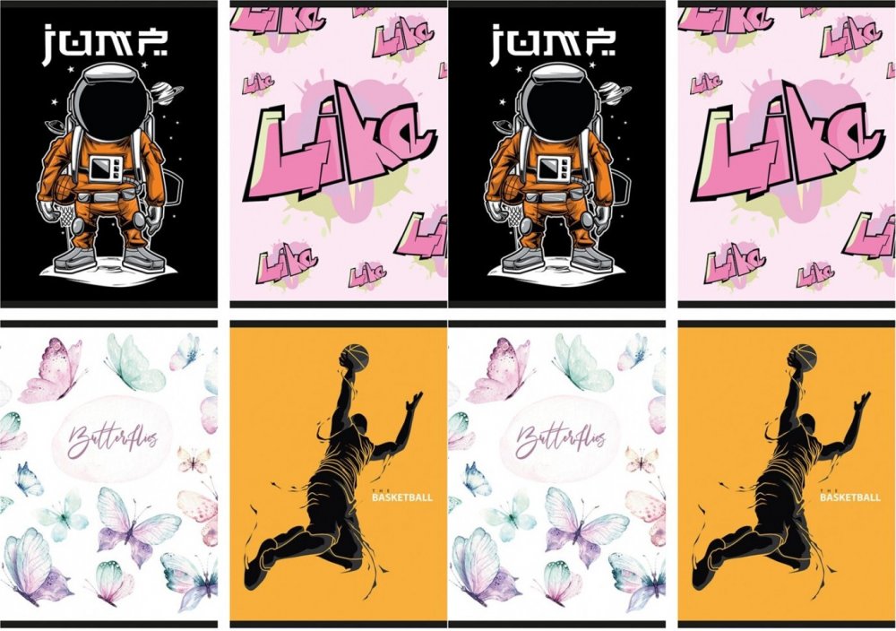 8x Zeszyt w linie Gimboo, A5, 32 kartki, mix wzorów