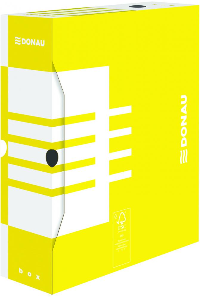Pudło archiwizacyjne Donau, do luźnych dokumentów, 100mm, żółty