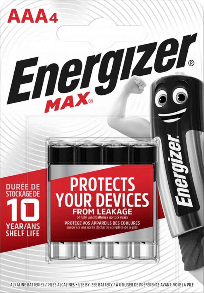 Bateria Energizer Max, AAA, E92, 1.5V, 4 sztuki