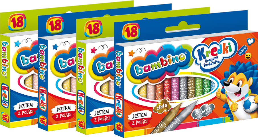 4x Kredki Bambino Zwierzaki Uczniaki, 18 sztuk, mix kolorów