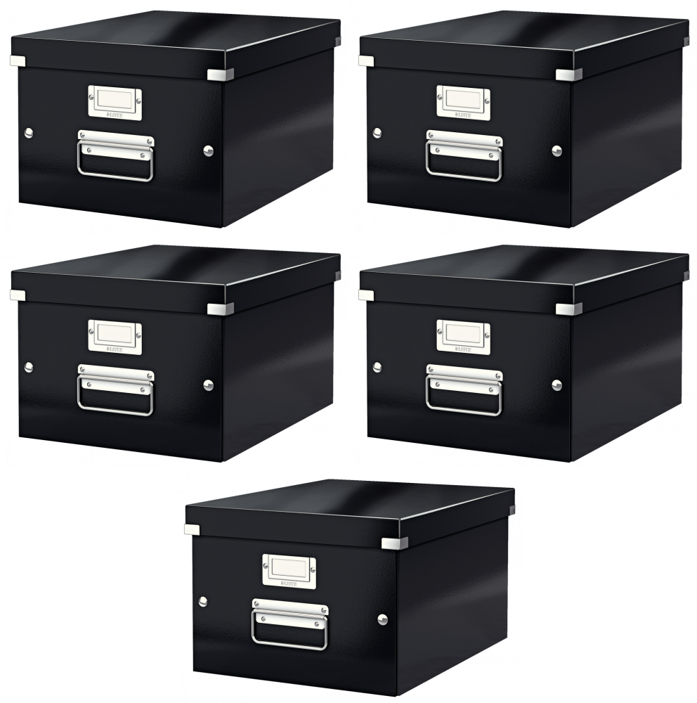 5x Pudło uniwersalne Leitz Click&Store Wow, A4, czarny