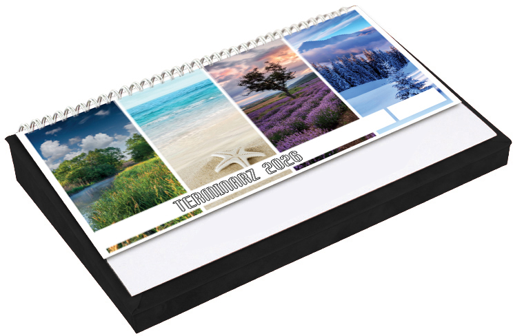 Kalendarz 2026 na biurko z piórnikiem Udziałowiec, 195x300mm, tygodniowy, czarny