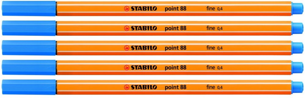5x Cienkopis Stabilo Point 88/32, 0.4mm, jasnoniebieski